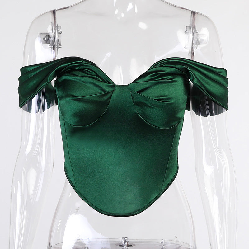 Women's Satin Crop Top with Irregular Hem Women's Satin Crop Top with Irregular Hem